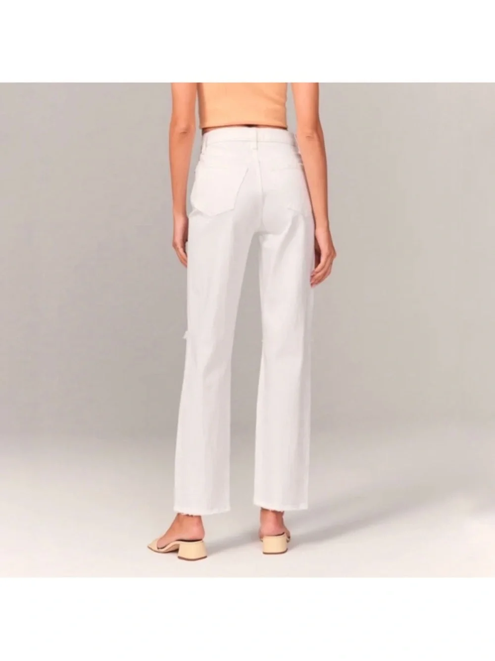 Ultra High Rise Ankle Straight Jeans - Ripped White - Picture 4 of 5